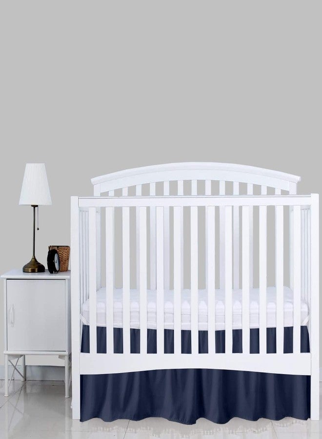 SKY BEDDINGS تنورة سرير أطفال باللون الأزرق الداكن، مقاس 28 بوصة × 52 بوصة مع طول 14 بوصة - تنورة سرير أطفال مكشكشة بزوايا مشقوقة - تنورة سرير أطفال ناعمة قياسية للأطفال الرضع من الجنسين - Image 3